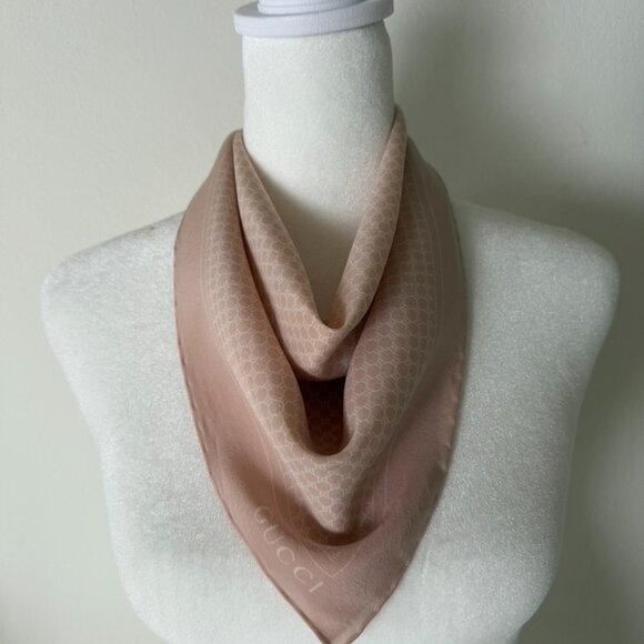 GUCCI Blush Colored Silk Scarf - Picture 3 of 10